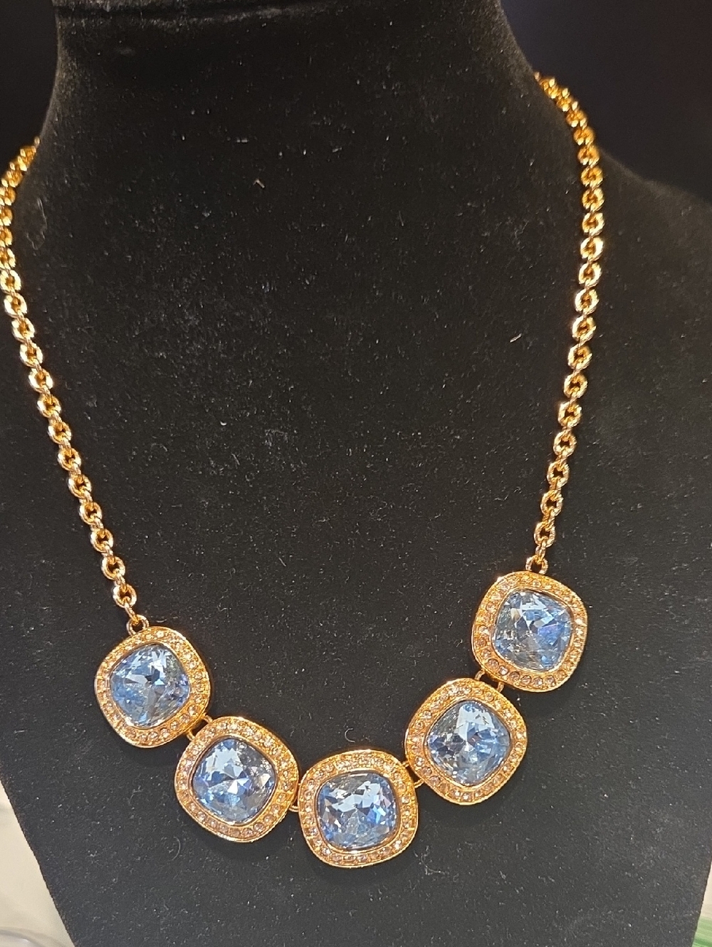 Joan Rivers Gold-Tone Necklace with Light Blue Stones